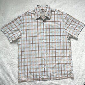 Timberland Button Down Shirt Mens Blue Orange Plaid Loose Fit- XL